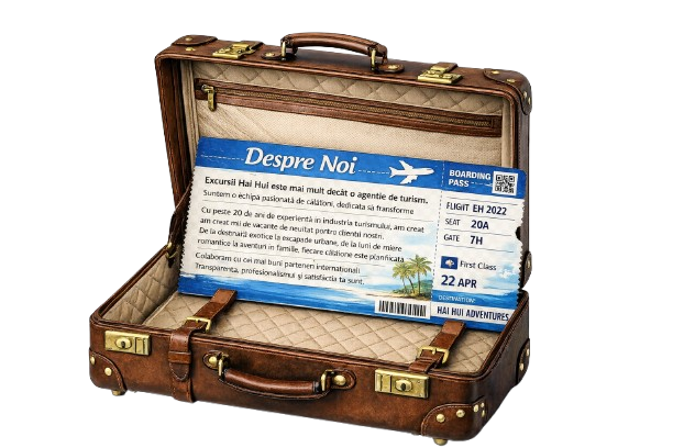 Open suitcase with boarding pass